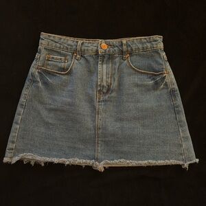 Forever 21 Frayed Hem Blue Denim Mini Skirt